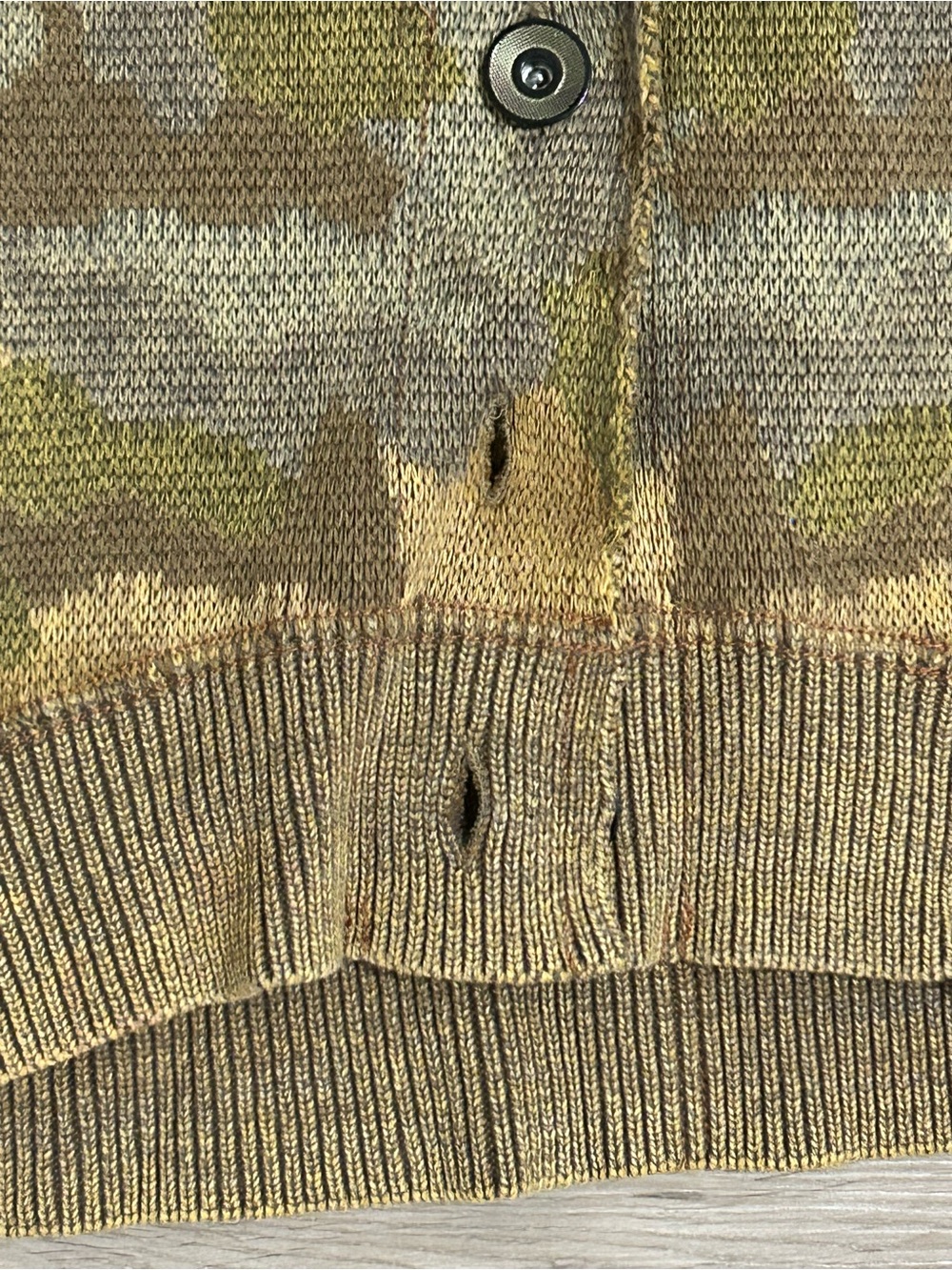 Olive Green Camouflage Knit Cardigan - Picture 9 of 13
